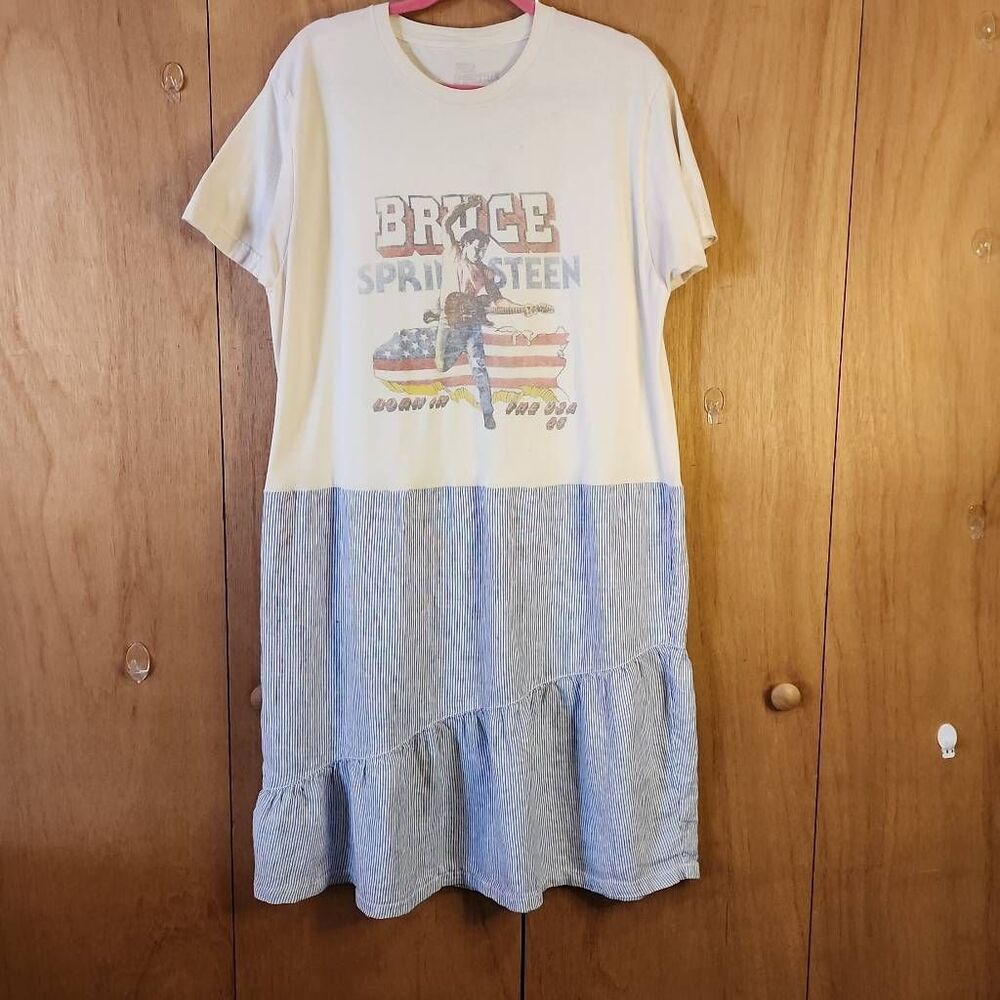 Bruce Springsteen Graphic Tshirt Upcycled Dress Size XL
